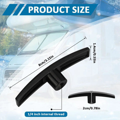 Two Piece Black Aluminum RV Sewer Valve T Handle Replacement for Valterra Waste Valves dimensions