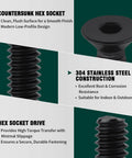 Image displaying features of 10-32 By 3/4 Inch Flat Head Socket Head Cap Screws Black Oxide Coated 304 Stainless Steel 50-Pc Set Tough-As-Nails