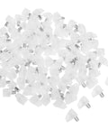 White Cabinet Shelf Support Pegs 100 Pieces With Adjustable Design And No Fuss Setup Plastic And Stainless Steel Clips For Glass Shelves