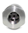Front view of silver 1/2-inch flat-face hydraulic quick-connect coupling