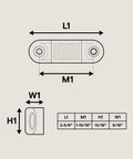 Diagram of Amber LED Trailer Marker Light Kit 4 Piece 2.5 Inch Waterproof IP67 with dimensions for surface mount installation.