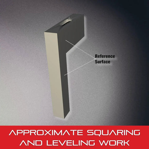 Cross Test Level And Plumb Tool For Machining Setup, Cast Iron Body With Satin Nickel Finish, highlighted reference surface.