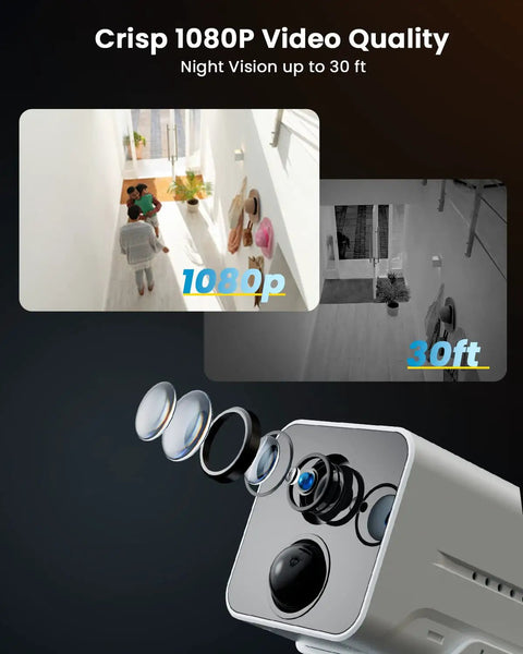 1080P video quality comparison with Wireless Doorbell Camera With 2K Video And 3MP Night Vision, lens detail shown