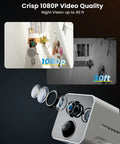 Outdoor Security Camera With Spotlight, 1080P HD Color Night Vision, showing image quality comparison at 30ft distance.