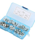 Four Pronged T Nut Set 80 Pieces M6 M8 Zinc Plated Carbon Steel Tee Nuts in blue storage case