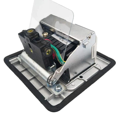 Hidden Pop Up Countertop And Floor Outlet With USB Sockets, Waterproof 20A Receptacle In Stainless Steel Box internal view