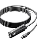 100W USB C Car Charger And PD Fast Power Adapter for laptops, drones, gaming rigs, featuring a coiled cable and USB-C connector.