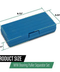Bad Ass Nine Piece Mini Bearing Puller Separator Set Fits Gears Wheels Fittings Off Shafts For Auto Work Includes Beam Separator Jaw Thrust Screw Extension Rods Great For Quick Fixes And Heavy Duty Jobs Around Your Shop Get Yours Soon. Blue 9.72 x 4.33 x 1.81 in case for mini bearing puller separator set
