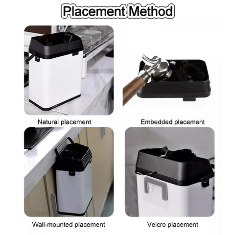 Slick Pro Level Electric Portafilter Cleaning Machine And Knock Box Station installation methods: natural, embedded, wall-mounted, Velcro.