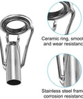 All In One Fishing Rod Tip Repair Kit For Freshwater And Saltwater Rods With Stainless Steel Ceramic Ring Guides, 50 Piece Replacement Set, Includes 1.6mm To 3.0mm Hole Sizes For Quick Durable Tip Fixes ceramic ring guide close-up with stainless steel frame