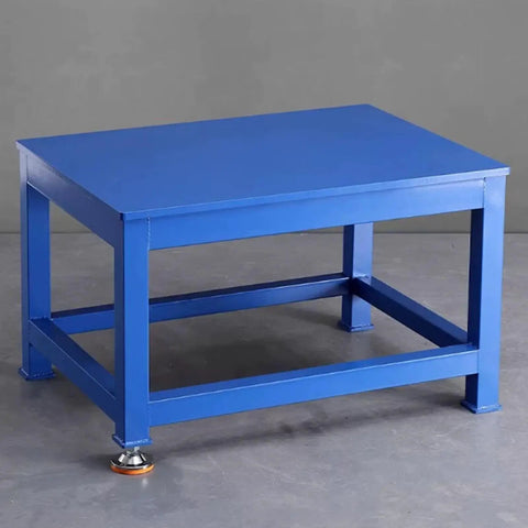 Heavy Duty Workshop Maintenance And Assembly Workbench With Mounting Vise Rock Solid Mold Fitting Table Featuring 8Millimeter Thickened Steel Top, blue, sturdy frame, professional use.