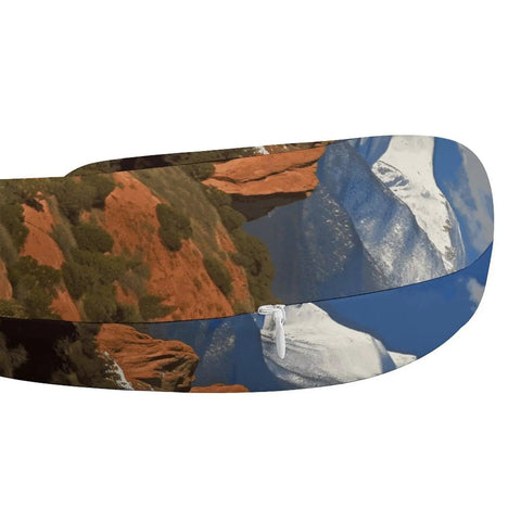 Pikes Peak Colorado Travel Pillow U Shaped Neck Support for Long Haul Flights and Office Naps with mountain design