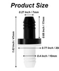 Product dimensions of the 6 Pack Inline Check Valves 3 By 8 Inch ABS One Way Valve For Fuel Water Gas Air Systems, Keeps Backflow Out.