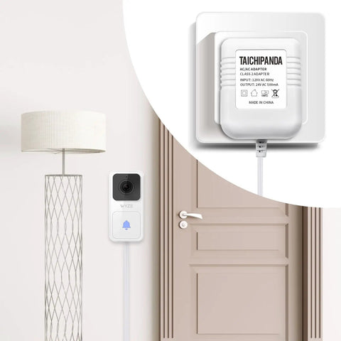 24V Transformer And C Wire Adapter For Nest Ecobee Honeywell Sensi Thermostats And Wyze Video Doorbells Ring, plugged in