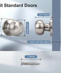 2 Pack Brushed Nickel Dummy Door Knobs With Single Sided Handles For Closets And Pantries, Satin Nickel One Side No Latch Non Turning Interior Push Pull Knob For French Double Doors, 70mm