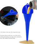 Long Neck Oil Funnel For Cars, Motorcycles, Boats And ATVs, Plastic Spill Saver Funnel With Extendable Spout, Blue 1 Pack