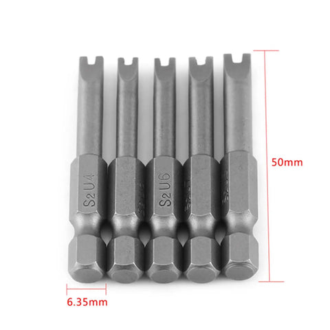 Heavy Duty 1/4 Inch Hex Shank Spanner Screwdriver Bits With Magnetic U Socket Heads U4 U5 U6 U7 U8 Slick fit for power drives, 50mm length.