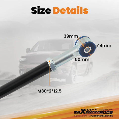 Adjustable Front Track Bar 0-6 Inch Lift for Jeep Wrangler JK JKU 2007-2018 Fits 2-Door 4-Door, Replaces Stock Length for Beefy Steering Control and Alignment, Heavy Duty Off Road Suspension Upgrade, M30*2*12.5, 39mm