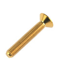 Premium Gr5 Titanium Countersunk Flat Head Bolts M5 X 30Mm Sweet Gold Finish Hex Allen Drive showing threading detail.