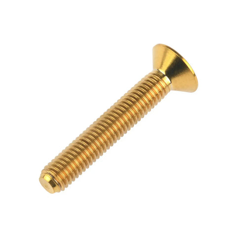 Premium Gr5 Titanium Countersunk Flat Head Bolts M5 X 30Mm Sweet Gold Finish Hex Allen Drive showing threading detail.
