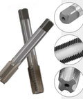 Nine Sixteenth Inch HSS Tap Set For Bicycle Crank Repair with left and right threaded taps, 20 TPI, durable high-speed steel close-up