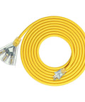 Heavy Duty 15 Foot 12 Gauge 3 Conductor Outdoor Extension Cord With Tri Tap Splitter LED Lighted Plug ETL Listed