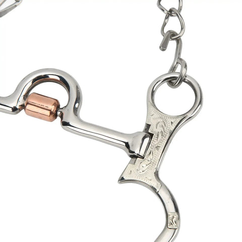 Copper Roller Horse Bit With Stainless Steel Construction for Equestrian Riding shown close-up with copper roller detail