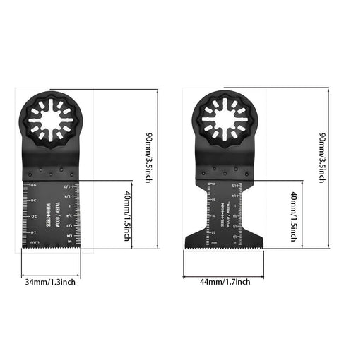 10 Piece Oscillating Multitool Blades Set For Universal Metal, Plastic, Wood Cutting, includes precision marked blades with measurements