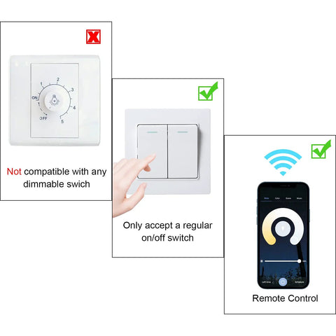 Image showing compatibility instructions for 4-Inch Smart Recessed LED Lights With Junction Box, RGB Color Changing Downlights.