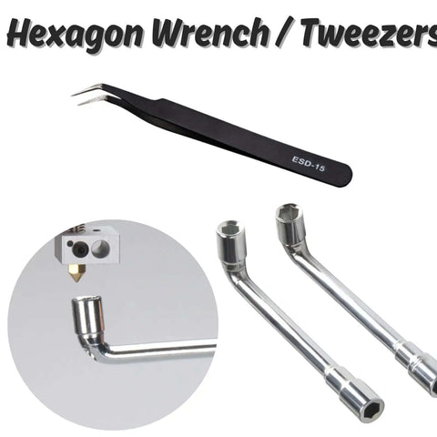Hex wrench and tweezers for 30 Pack 0.4mm Brass Nozzles for Ender 3 V2 and Creality CR10 Series 3D Printer With Storage Box
