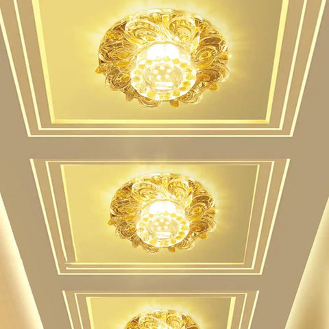 8 Pack Crystal Trim LED Downlights 4 Inch Recessed Ceiling Lights 5W 3000K Warm White elegant crystal baffle trim in ceiling.