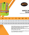 Men's High Visibility Tear Away Safety Vest With Full Mesh Back Class Two Reflective Tape Road Crew Favorite Construction Traffic Control Site Gear Yellow size guide and measurements.