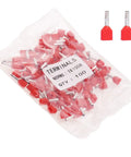 18 AWG Dual Barrel Ferrules Terminal Kit Red Twin Ferrule Connectors 100 Pcs Tin Red Copper Wire Ends For Car Audio