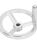 Lathe Handwheel 160mm Rotary Chrome Plated Cast Iron Round Wheel With Removable Handle 16mm Bore Built Tough For Quick Machine Setup