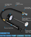 Radiator Pressure Tester And Coolant Refill Tool Kit 28 Piece Set with gauge, hose, connectors, and thermometer