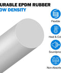 Close-up of Hella Durable Heavy Duty 100FT EPDM Rubber Backer Rod, showcasing its low density and gray color.