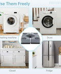 Anti Slip Washer And Dryer Foot Pads Four Pack shown for washing machines, dryers, closets, and fridge use with vibration dampening.