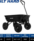 Heavy Duty Poly Yard Dump Cart With Flat Free 10 Inch Tires, 4 Cu Ft Bed, 180 Degree Rotating Handle, 600 Lb Capacity shown
