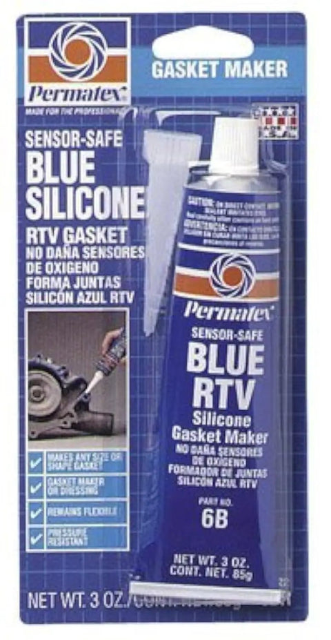 Blue RTV Silicone Gasket Maker Sensor Safe 3 Oz Each Four Pack For Auto Repairs visible in packaging
