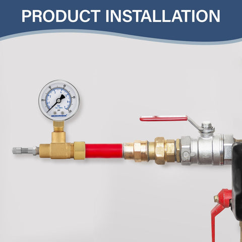 Air Over Water Test Regulator With Gauge For Home Plumbing Leak Detection, 2-Inch Dial, 0-100 PSI Range installation view