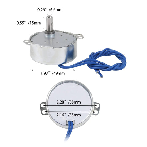 Low RPM Synchronous Electric Motor 15 To 18 RPM AC 110V 50 60Hz 4W Reversible CW CCW 7mm Shaft Diameter With 16mm Shaft Length Compact High Torque