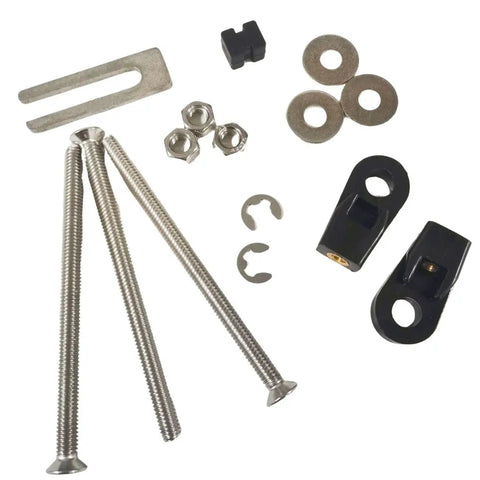 Components of Outboard Pull Start Throttle Harness Kit With 10 Pin Cable And 16 Foot Wiring Harness For Remote Control Box 703 48272 12 Replacement Marine Grade Heavy Duty Boat Propulsion Accessory, including bolts and washers.
