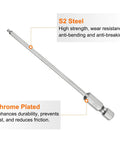 S2 steel 3 Piece Magnetic Ball End Hex Screwdriver Bit Set, 2mm H2.0 Ball End Bits, 1/4 Inch Hex Shank, 100mm Long, Chrome Plated