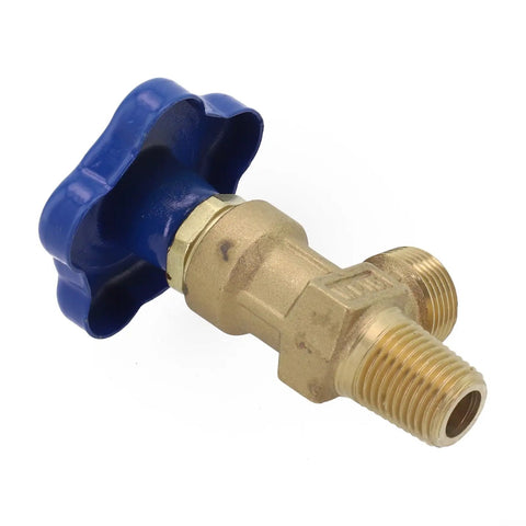 Multi Function Argon Gas Cylinder Valve For Kitchen Appliances And Bathroom Fixtures, Solid Copper Small Teeth Bottle Head With Tight Airtight Seal, Built To Last Copper Construction For Home Use brass valve with blue handwheel