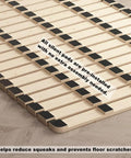 Close-up of breathable wooden slats on Durable Foldable Floor Bed Frame For Queen Size, showing pre-installed silent pads.