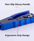 RJ45 Pass Through Crimp Tool For Cat5 Cat5e Cat6 Cat6a And Cat7 Shielded Mod Plugs 8P8C with ergonomic non-slip handle design