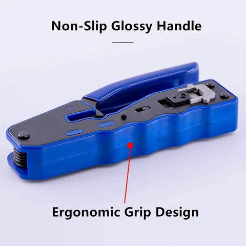 RJ45 Pass Through Crimp Tool For Cat5 Cat5e Cat6 Cat6a And Cat7 Shielded Mod Plugs 8P8C with ergonomic non-slip handle design