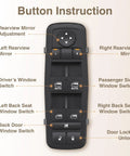 Button instruction diagram for driver side power window switch and door lock button replacement for 2011 to 2020 Chrysler 300, 11 pins.