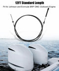 12Ft Throttle And Shift Remote Control Cable For Johnson Evinrude Outboard Motors Dual Pack Replacement shown with boat engines