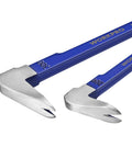 Two Piece Nail Puller Set with 12 Inch Pry Bar and 8 Inch Mini Crowbar for Home Renovation, forged steel, close-up on claw tips